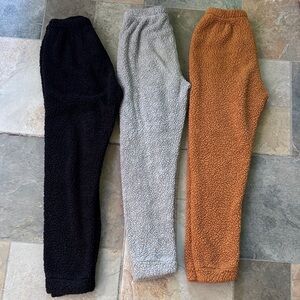 Kids Sherpa Joggers - Black, Gray & Brown (3-Pack)